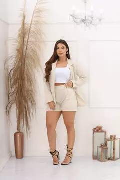 Imagem do Conjunto Elegante de Linho, Bermuda, Blazer e Short