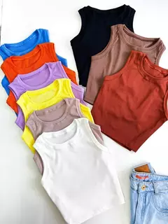 Cropped Feminino Regata Gola Redonda Poliane