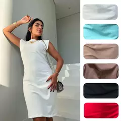 Imagem do Vestido de algodão sem mangas de cor pura confortável