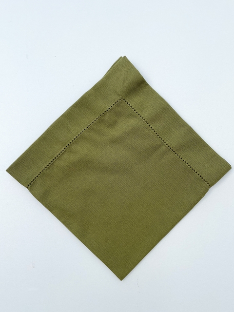 Guardanapo em Linho Misto Ponto Ajour Verde Musgo - Bela Casa Home Decor