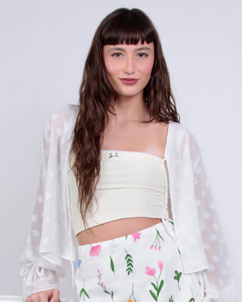 Top Faixa Chantilly - Amarelo manteiga - comprar online