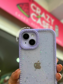 Case Glitter cristales lila ip 16 - Crazy Cases