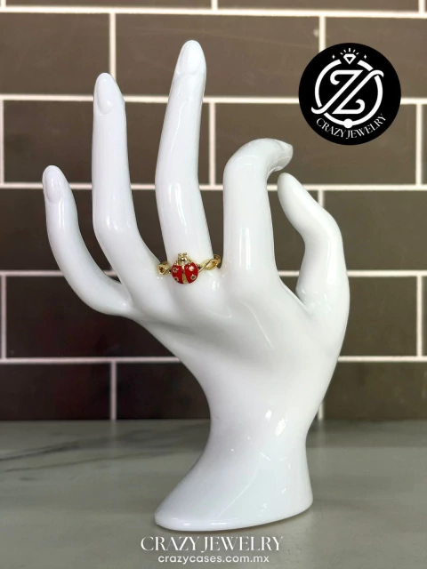Anillo ajustable acero - Catarina esmaltada engarzada - comprar en línea