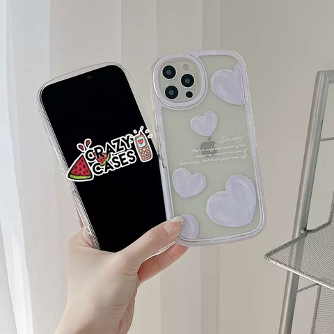 Case corazones lilas-tipo uso rudo ip 11