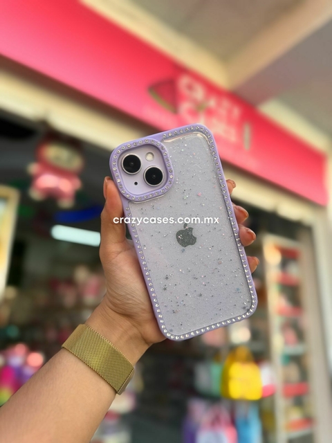 Case Glitter cristales lila ip 14 Pro - comprar en línea