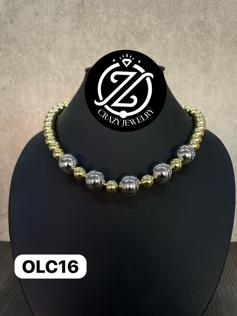Collar de Oro Laminado- Chunky Bolitas doradas y plateadas - comprar en línea