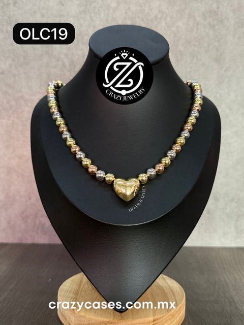 Collar de Oro Laminado- Chunky florentino con corazón liso - comprar en línea