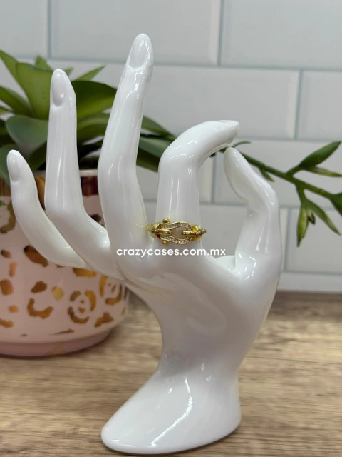 Anillo acero dorado ajustable - Cinturón trenzado - comprar en línea