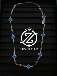 Trébol Cadena de Plata Color Azul