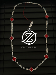 Trébol Cadena de Plata. Color Rojo
