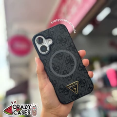 Case Guess Black Piel MagSafe ip 16