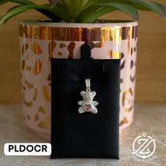 Osito corazón rosa con cristales - dije de Plata .925