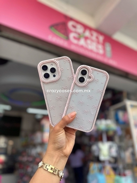 Case coquette cristales pink ip 17