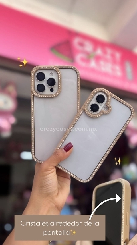 Case clear cristales Gold ip16 Pro