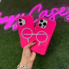 Case uso rudo MagSafe - rosa neón glitter iPhone 16 pro - comprar en línea