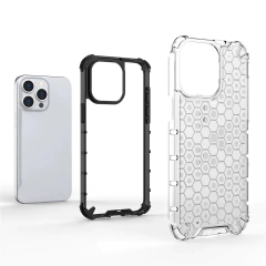 Uso Rudo transparente hexágonos- iPhone 15 Pro max