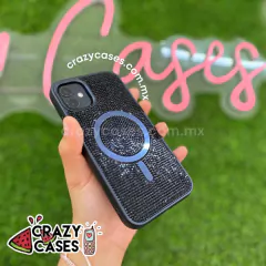Case diamond MagSafe black + protección de camaras ip 12 - Crazy Cases