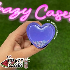 Pop socket corazon morado perlas