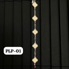 Trébol Pulsera Plata Beige