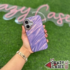 Case Marmol Lila/Protector de Cámaras Glitter ip16 Pro Max