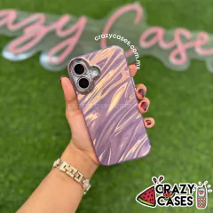 Case Marmol pink/Protector de Cámaras Glitter ip16 Plus