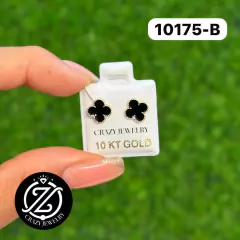 Trébol Esmalte Negro Boleado - Oro 10K