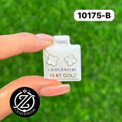 Trébol Esmalte Blanco Boleado - Oro 10K