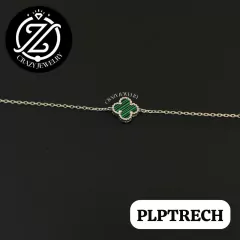 Pulsera Plata .925- Trébol verde ajustable