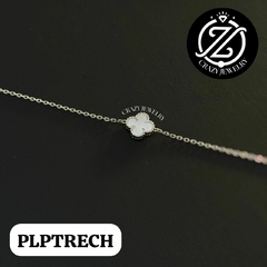 Pulsera Plata .925- Trébol blanco ajustable