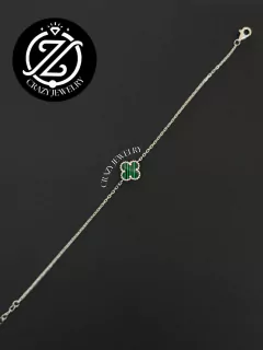 Pulsera Plata .925- Trébol verde ajustable - comprar en línea
