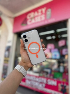 Case transparente con magsafe naranja neón- ip 16 pro