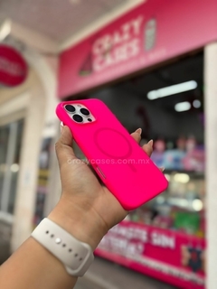 Case silicon magsafe rosa neón - ip 15 pro max - comprar en línea