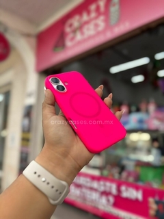 Case silicon magsafe rosa neón - ip 16 plus - comprar en línea