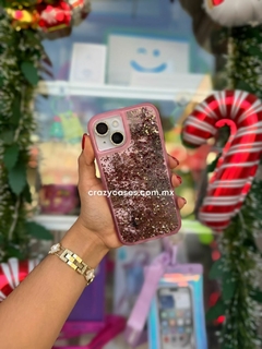 Case mariposa glitter rose gold Ip 15