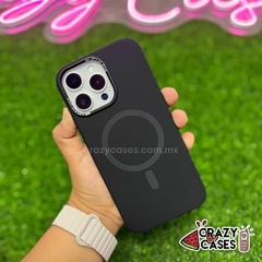 Case Silicon MagSafe Metallic black ip 15 Plus