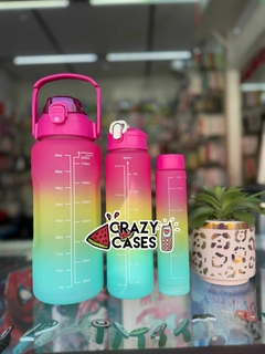 Set de botellas / termos motivacionales en internet