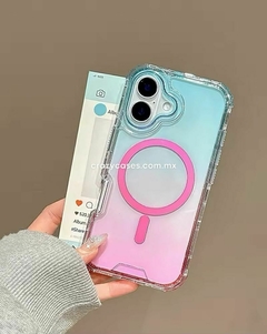 Case uso rudo magsafe degradado blue- pink iPhone 15 pro