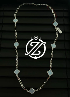Trébol Cadena de Plata Color Azul Cielo