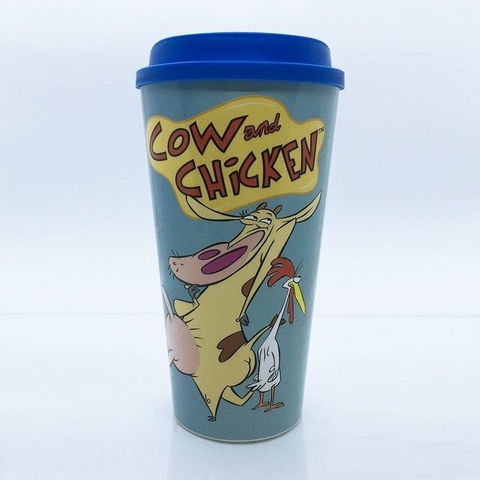 Vaso con tapa Vaca y Pollito