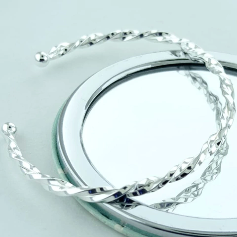 Bracelete Trançado Banhado a Prata