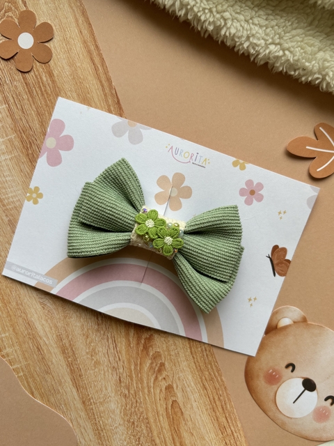 Laço Mia Cotelê Verde 9cm