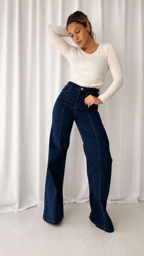 Extra Wid Leg Elastizado Azul