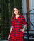 Vestido em Viscose Xadrez Embu Vermelho 1002 Valentina Sirrah - loja online