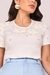 T-shirt Off White Algodão Elastano Aplicação De Flores 3D 101043 Fascinius na internet
