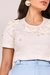 T-shirt Off White Algodão Elastano Aplicação De Flores 3D 101043 Fascinius - Via Karol I Moda Evangélica I Frete Grátis Estado de SP I Parcele até 6x