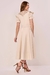 Vestido Cru Linho Bordados Em Crochê Godê Midi 302319 Fascinius - Via Karol I Moda Evangélica I Frete Grátis Estado de SP I Parcele até 6x