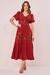 Vestido Ferrugem Viscose Bordados Florais E Guipir Midi 302385 Fascinius