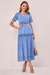 Vestido Azul Bordados Em Ponto Cruz E Richelieu 302452 Fascinius