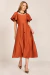Vestido Ferrugem Mangas Raglan Godê Midi 302813 Fascinius