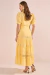 Vestido Chemise Amarelo Detalhes Em Guipir Evasê Midi 302871 Fascinius - Via Karol I Moda Evangélica I Frete Grátis Estado de SP I Parcele até 6x